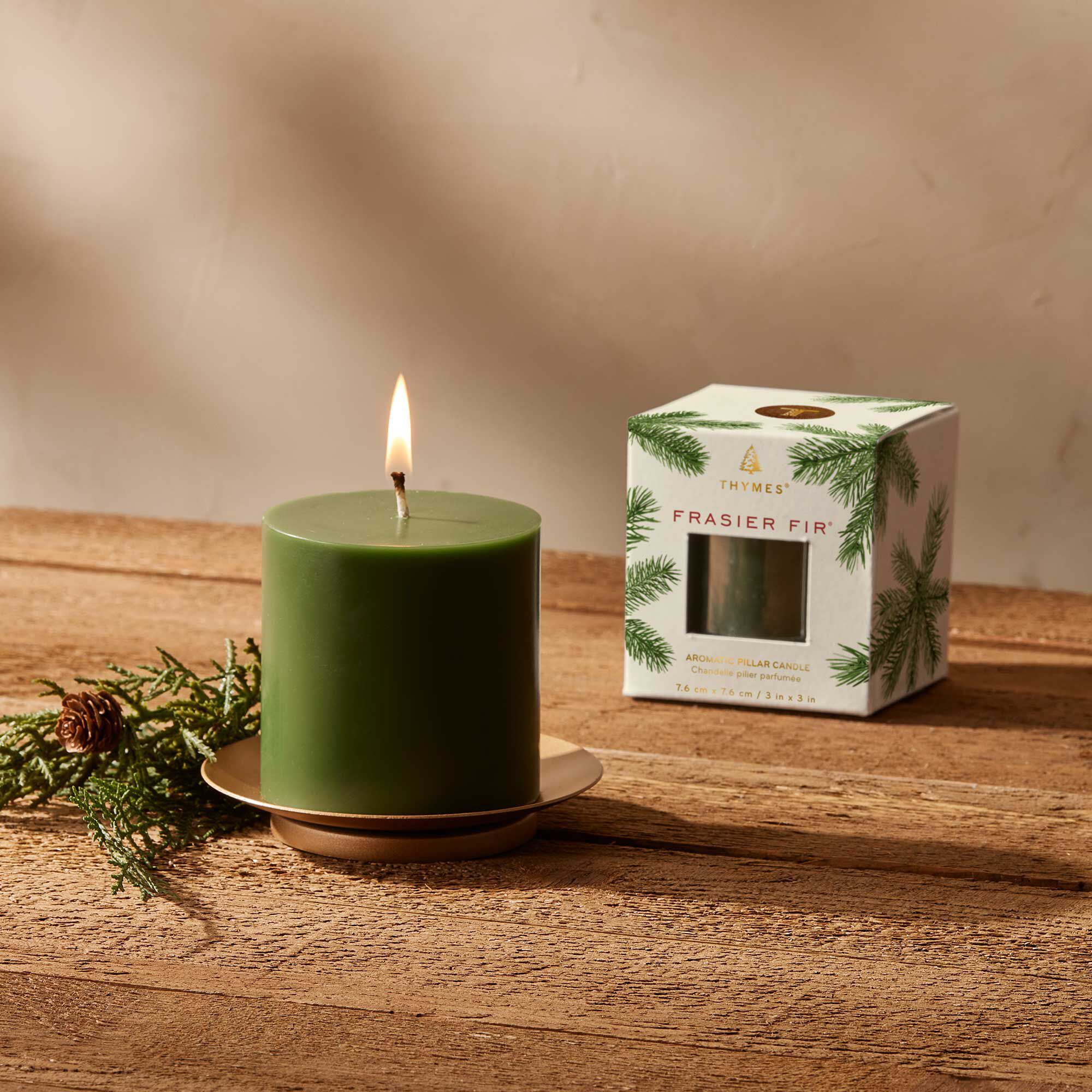 Alternative view of Frasier Fir Pillar Candle, Small