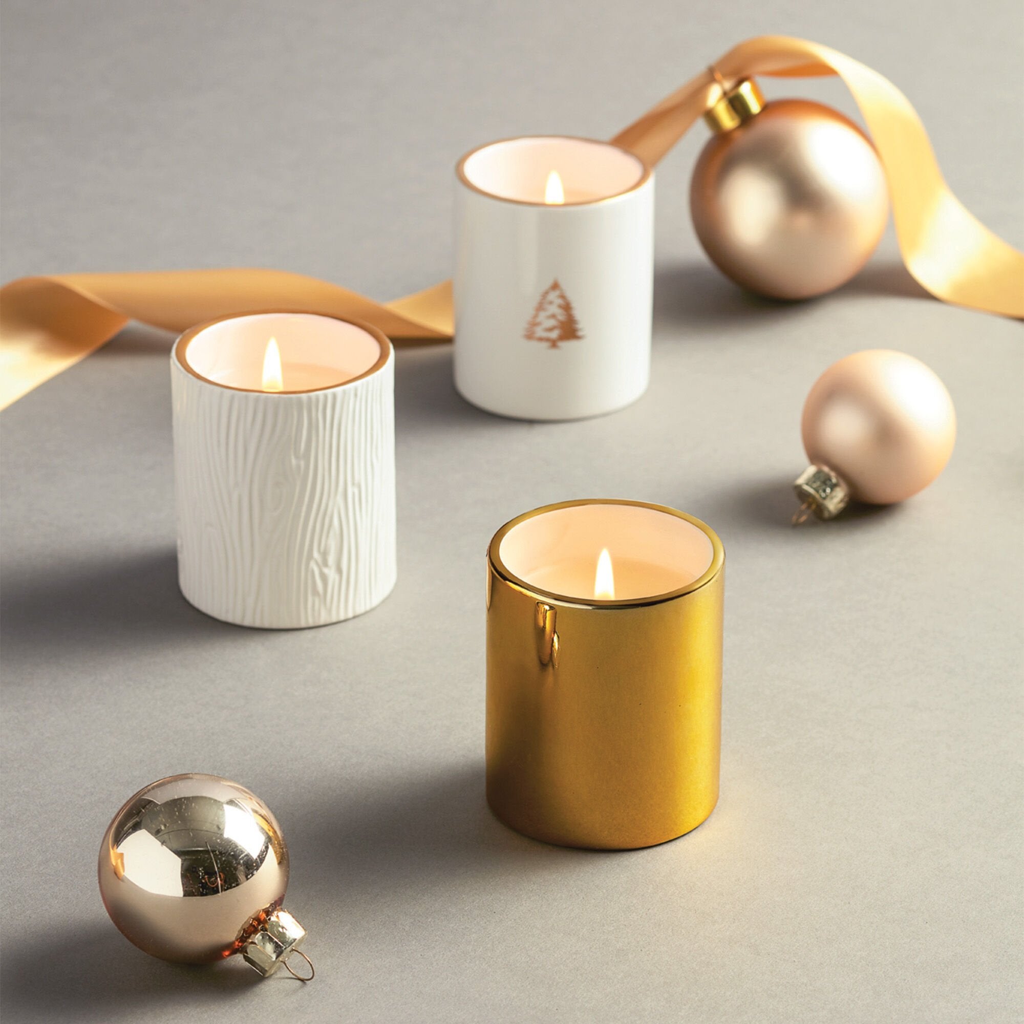 Alternative view of Frasier Fir Gilded Poured Candle Trio Set